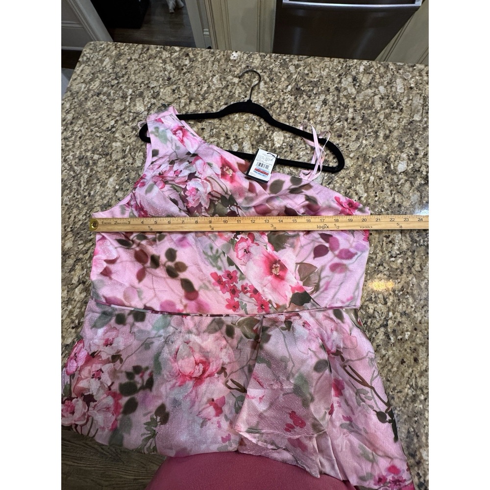 NWT Adrianna Papell One Shoulder Floral High Low Dress Pink Size 18 $199 - Picture 8 of 11